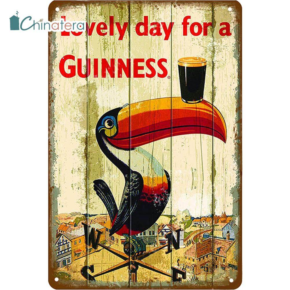 [Chinatera] Guinness Beer Advertisement Vintage Metal Tin Sign Plaque Plate Retro Poster Wall Art for Bar Pub Club Man Cave Cafe Restaurant Home Decor