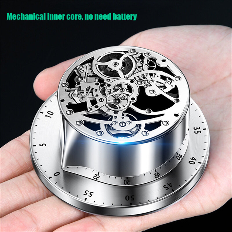 KIPRUN Kitchen Timer Stainless Steel Mechanical Cooking Timer with Magnetic Base Alarm Clock Student Time Management Countdown Cooking Tools 60 Minutes