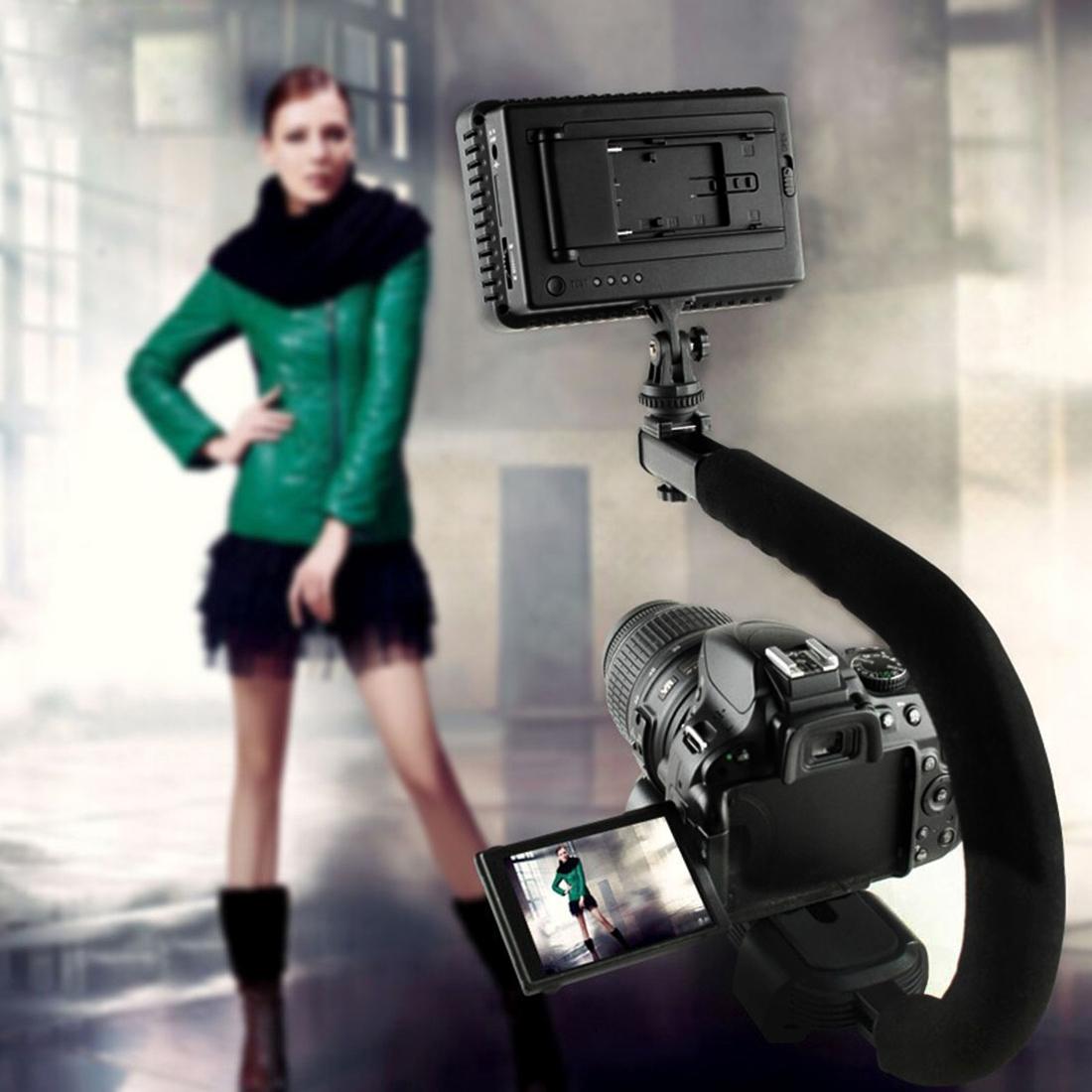 PULUZ U/C Shape Portable Handheld DV Bracket Stabilizer Kit for Apple Iphone Sony Samsung Panasonic Huawei Xiaomi with Cold Shoe Tripod Head Phone Clamp Quick Release Buckle Long Screw