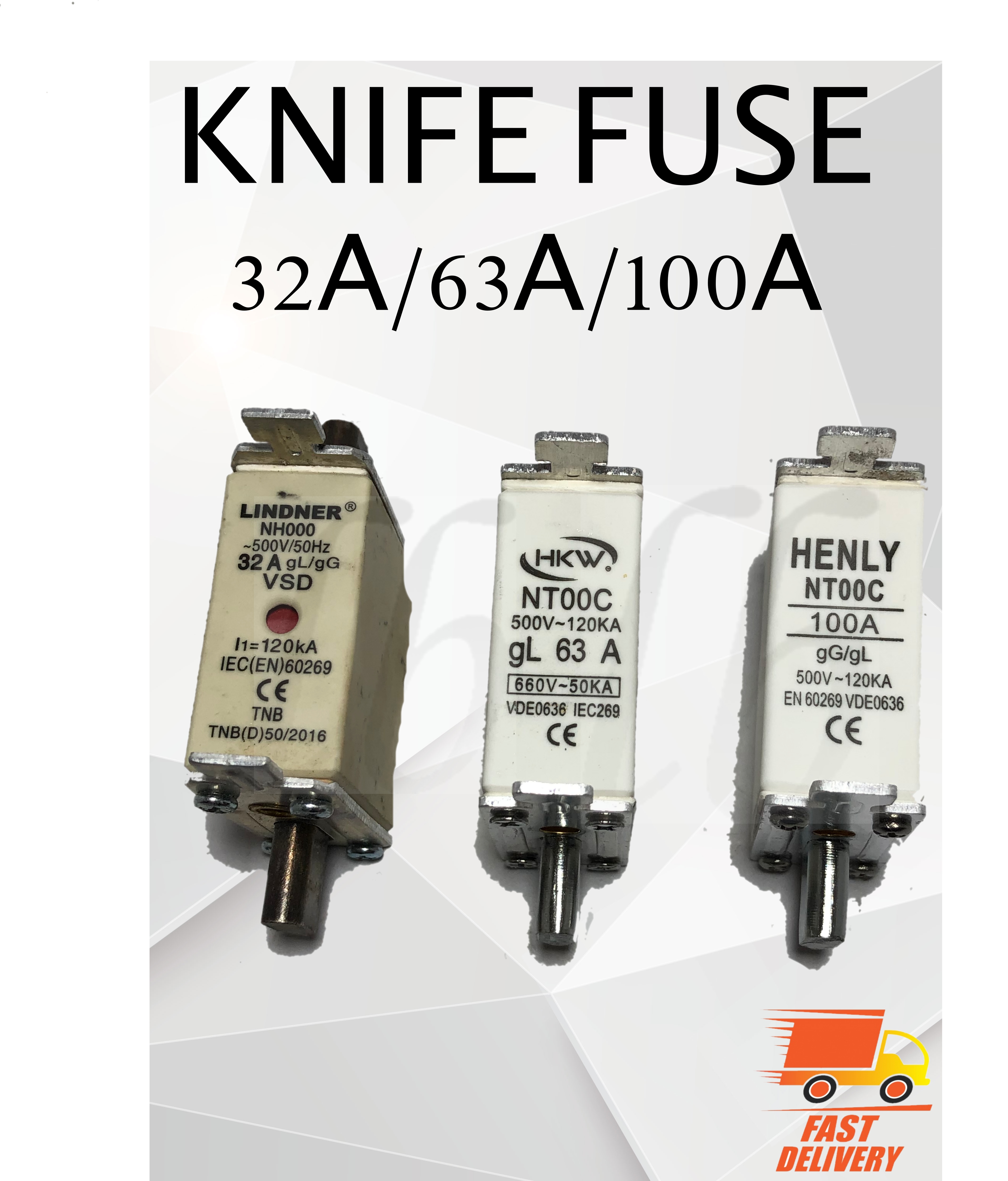 NH000/NT00C TNB Cut Out Fuse Blade Fuse 32A 63A 100A (FOR TNB CUT OUT