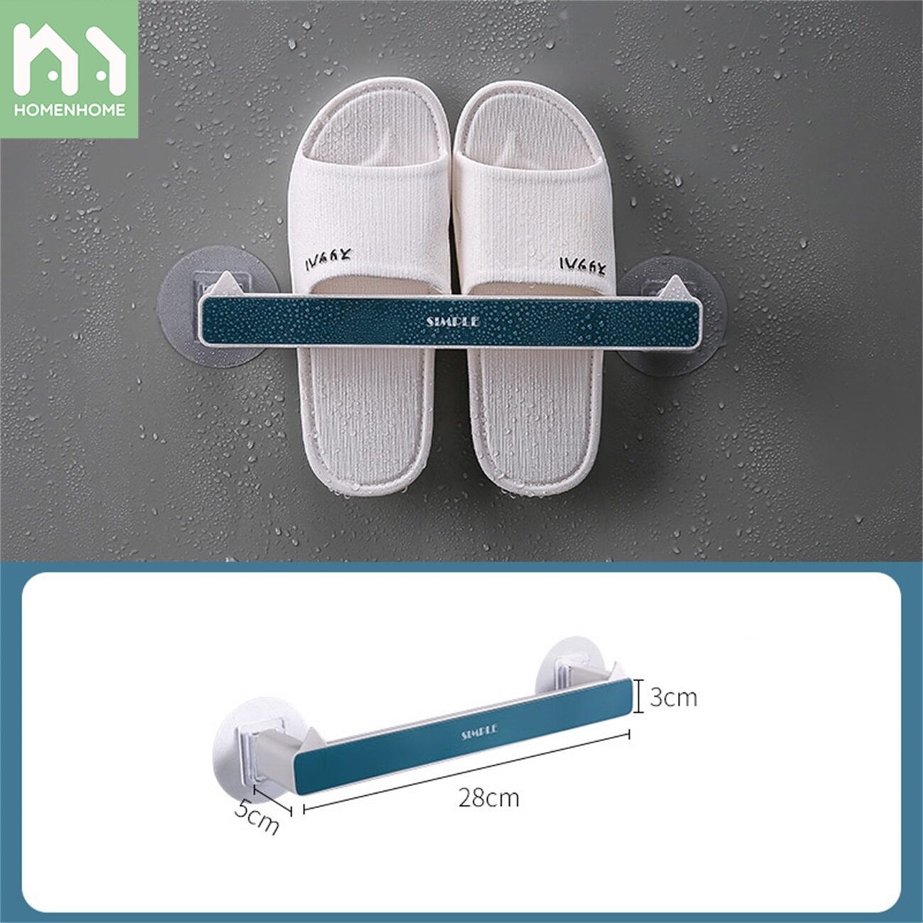 Homenhome Rack Wall-Mounted Dormitory Bathroom Free Punch Towel Washing Slippers