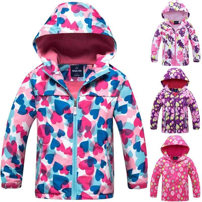Kingstar123 Youth Girls Waterproof Jacket Kids Windproof Hooded Rain Coat For Outdoor School