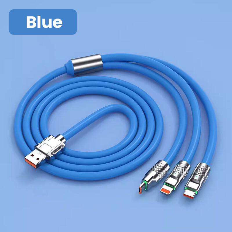 6a 120w fast charging cable 3 in 1 usb charging cable type c micro usb lightning data line for phone