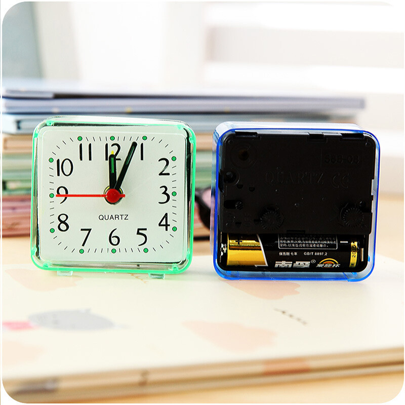 NEW Cute Student Alarm Clock Square Bedside Compact Clock Desktop Decor Clock