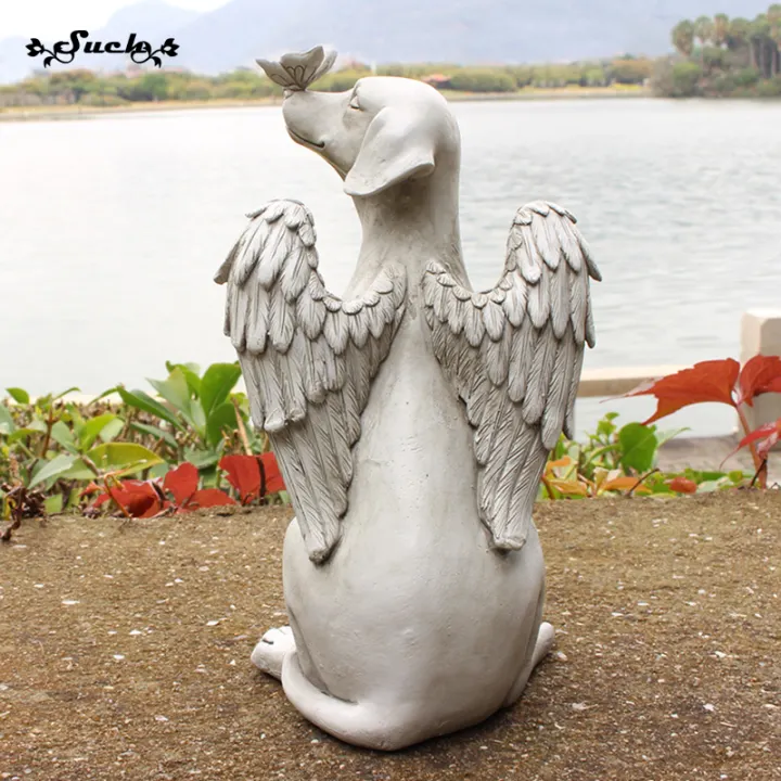 Angel Dog Statue Super Cute, Pet Memorial Garden Statues