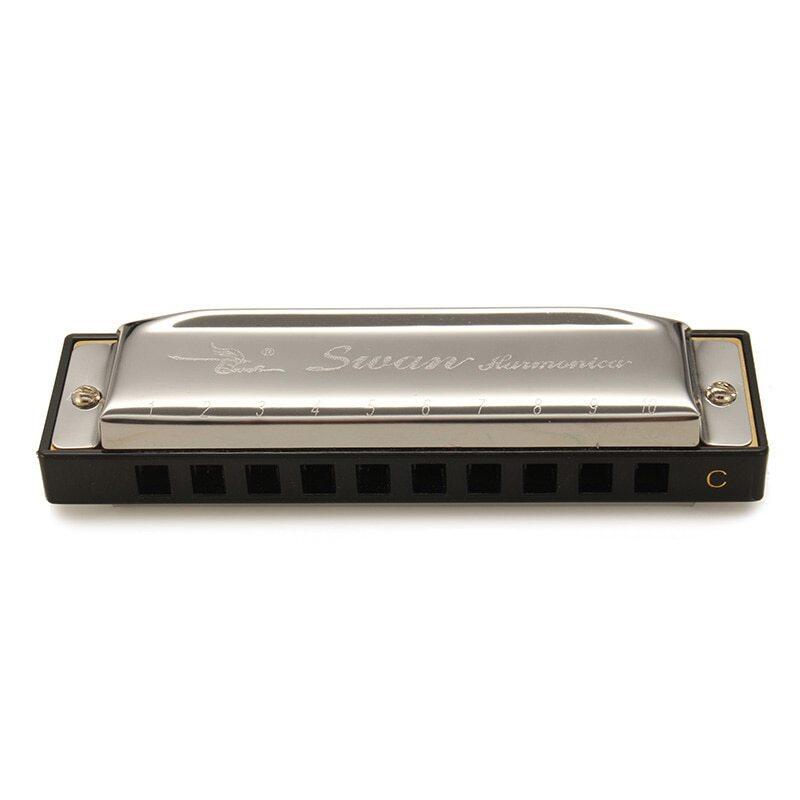 Silver Color Swan Harmonica 10 Holes 20 Tones Key Of C For Blues Jazz Rock Folk Musical Instrument Accordion Diatonic Harps