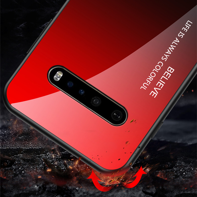 Zeallion for [LG G8 Thin Q G9 V60] Gradient Tempered Glass Back Cover Protective Phone Case