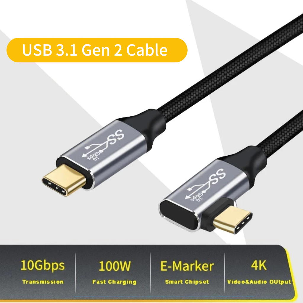 Cáp USB C 100W 5A Bộ Chuyển Đổi Cáp Dữ Liệu Type C Sạc Nhanh USB 3.1 Gen 2 10Gbps Cho Máy Tính Xách Tay Máy Tính Xách Tay Mackb-ook
