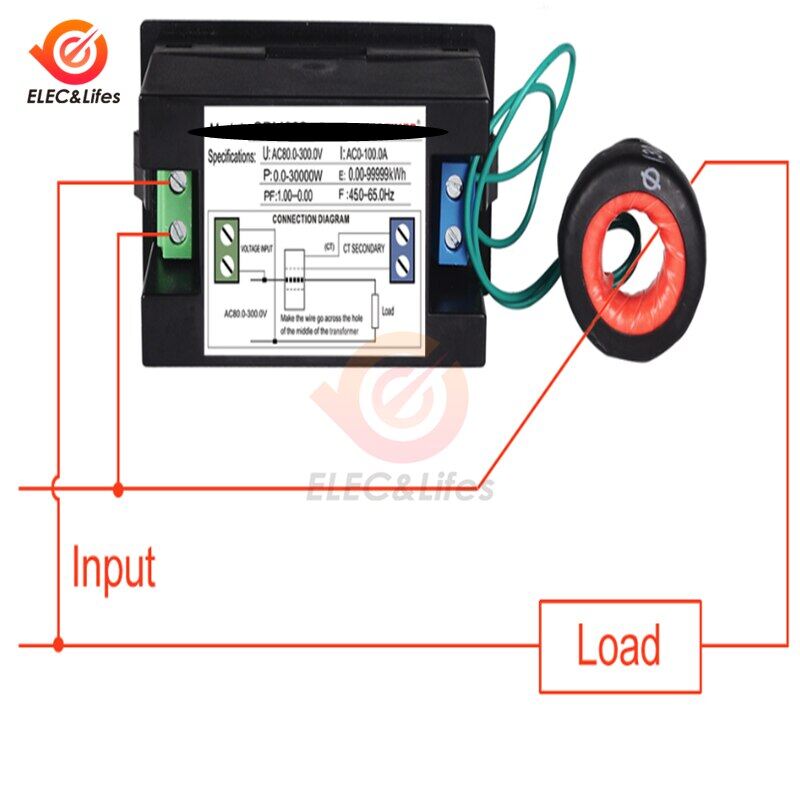 100A LCD Digital Panel Wattmeter Energy Power Meter Voltmeter Ammeter Frequency Indicator AC 110V 220V 380V