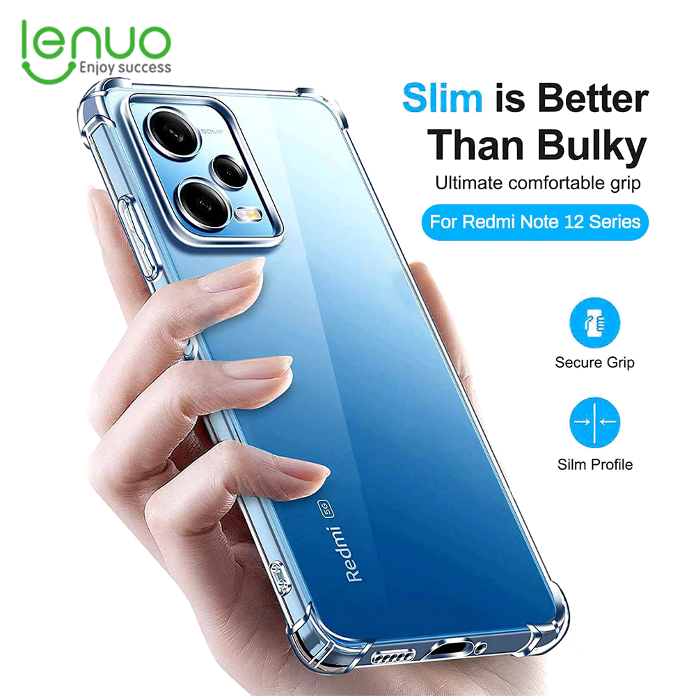 Lenuo airbag shockproof phone case for xiaomi redmi note 12 pro+ 5g transparent case for xiaomi redmi note 12 5g notepro plus 5g