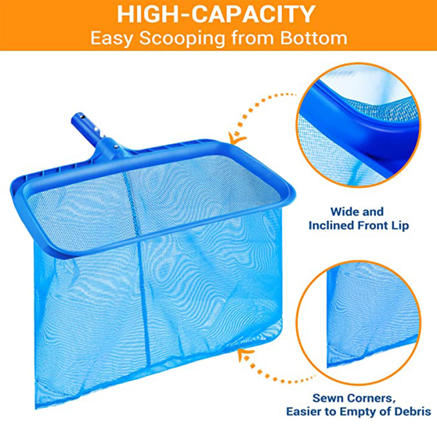 Pool Skimmer Net, Swimming Pool Leaf Skimmer Net With Reinforced Frame Larger Capacity Pool Nets For Cleaning Durable Deep Rake Net Easy Scoop Edge Debris Pickup Removal