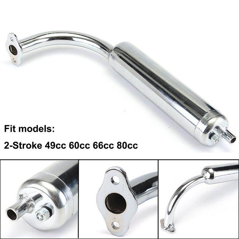 Chrome Muffler Exhaust Pipe 2-Stroke Motorized Bicycle Bike 49cc 60cc 66cc 80cc