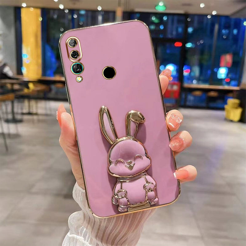 Ybd new design for huawei y9 y9 prime y6 y7 y7 prime 2019 case luxury 3d stereo stand bracket smile rabbit electroplating smooth phone case fashion cute soft case
