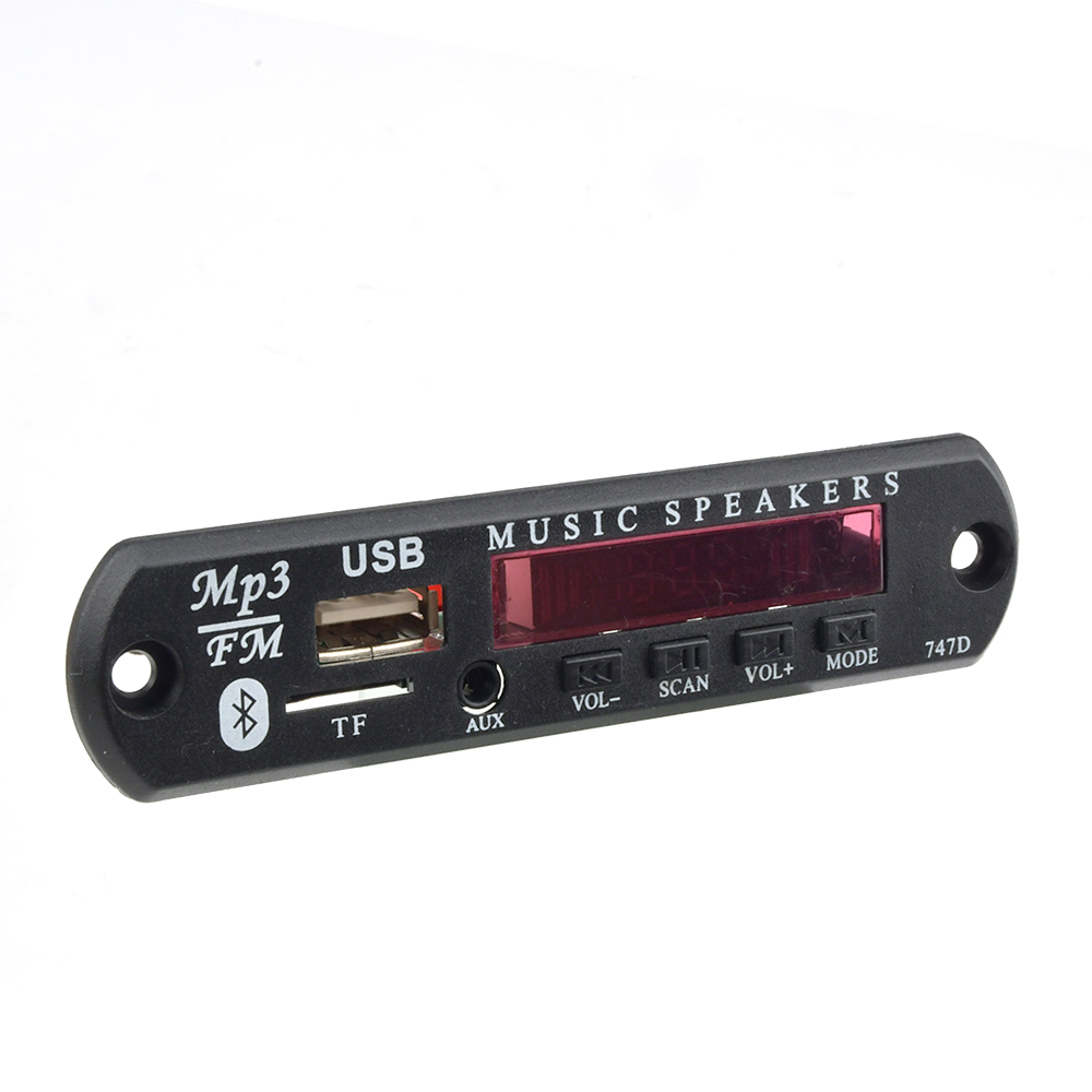 Aideepen 9V 12V BT 5.0 MP3 Decoder Board USB AUX SD FM Radio Lossless MP3/WMA/WAV/FLAC/APE Decoder Board Module Colors Screen Display