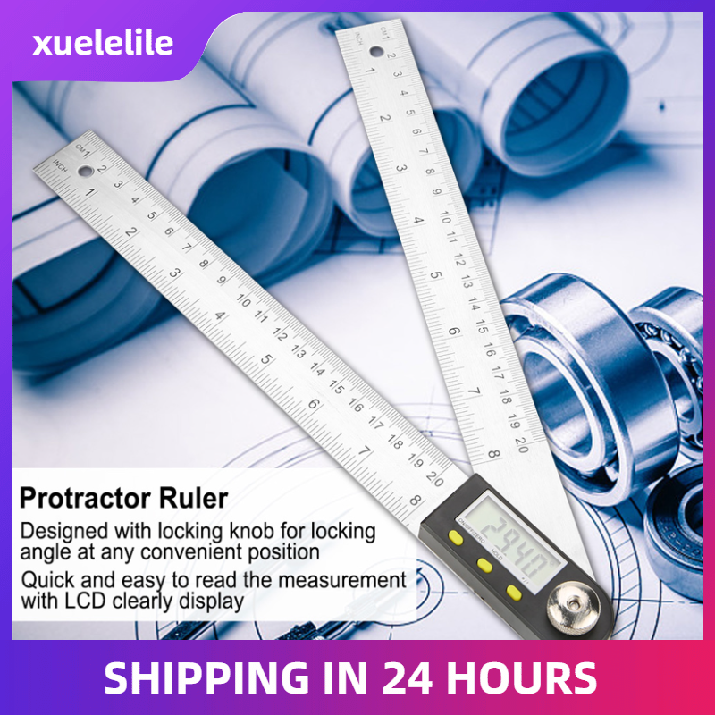 0-200mm Stainless Steel Electronic Protractor Digital Goniometer Angle Finder Miter Gauge Ruler