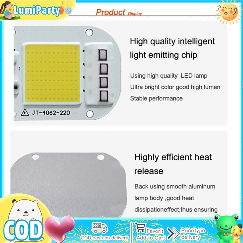 【Ready Stock】AC 220V 20W/30W/50W Free Driver High Pressure LED Chip COB Light Source