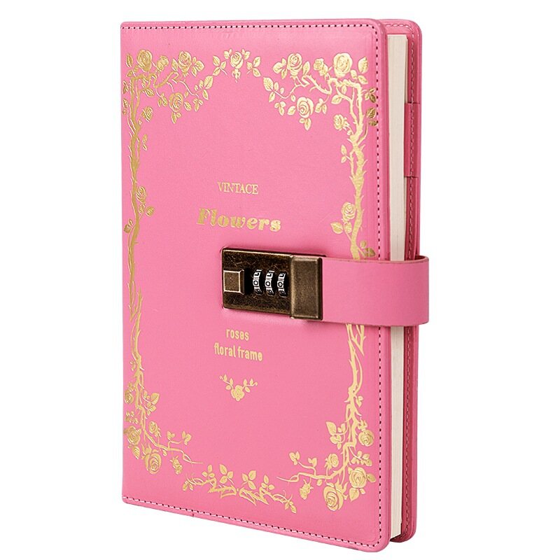 A5 Lock Diary Leather Locking Journal Writing Notebook Vintage Lock Planner Agenda Personal Diary