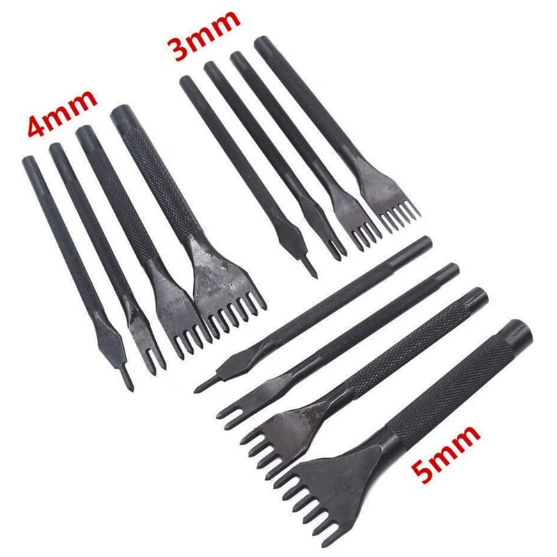 1/2/4/6 Prong Diamond Stitching Chisel Hole Punches Tool, Leather Hole Punch, Leather Chisel Set-4 Pcs