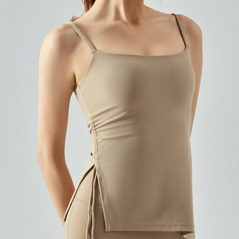 SUPERFLOWER Damen Einseitig Plissee Body Fitness Sport Unterwäsche Seitlich geteilt mit Beinpolstern für Yoga Lauftraining_voghion.com