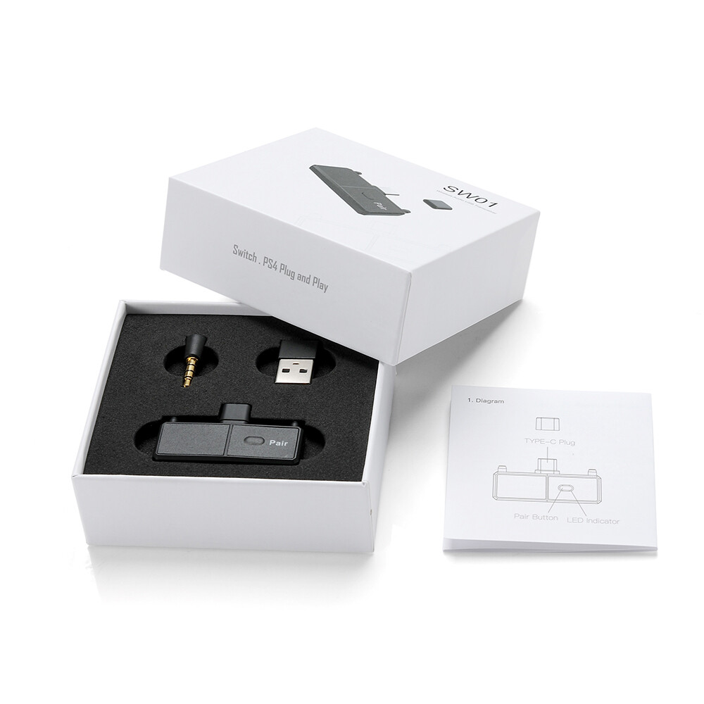 Máy phát Bluetooth vaorlo Type-C v5.0 A2DP SBC độ trễ thấp với Mic cho Nintendo Switch PS4 TV PC Bộ chuyển đổi không dây USB Type-C