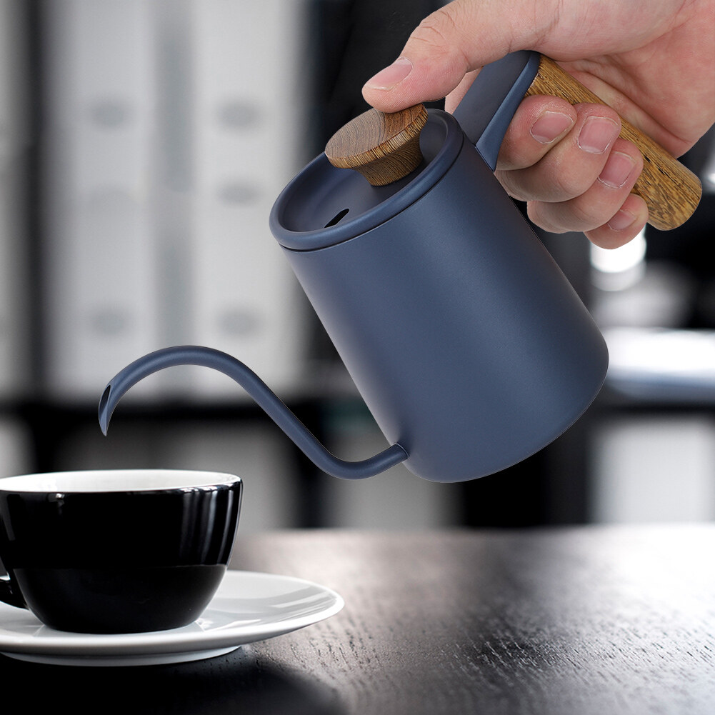 350ml Fashion Stainless Steel Handle Drip Coffee Pot Long Gooseneck Spout Kettle Hand-made Coffee Pot Stainless Steel Coffee Pot Coffee Filter Fine Water Coffee Pot
