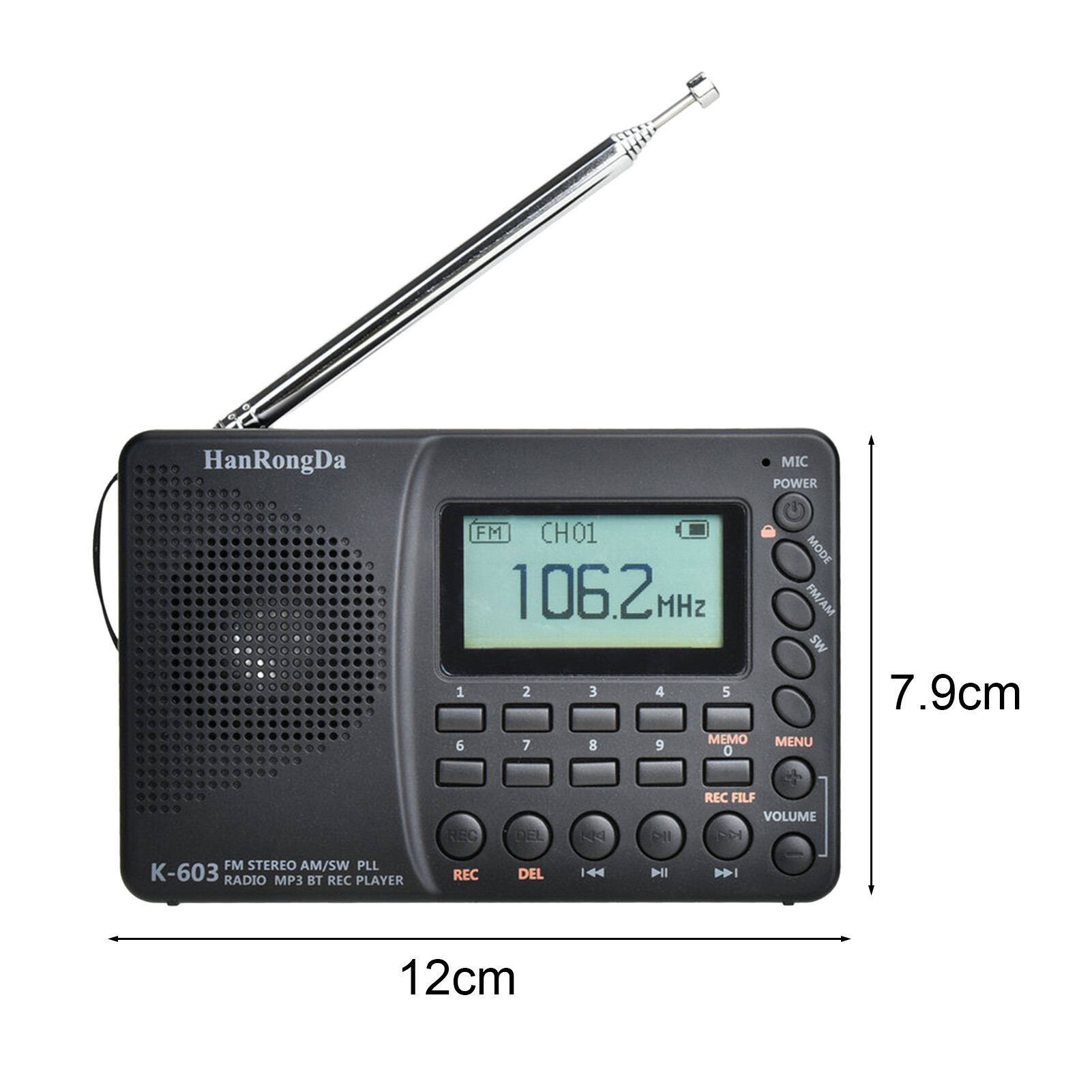K-603 Digital Radio Multifunctional Long Standby Time Portable Practical Bluetooth-compatible 5.0 Radio for All Ages Bluetooth Radio Convenient