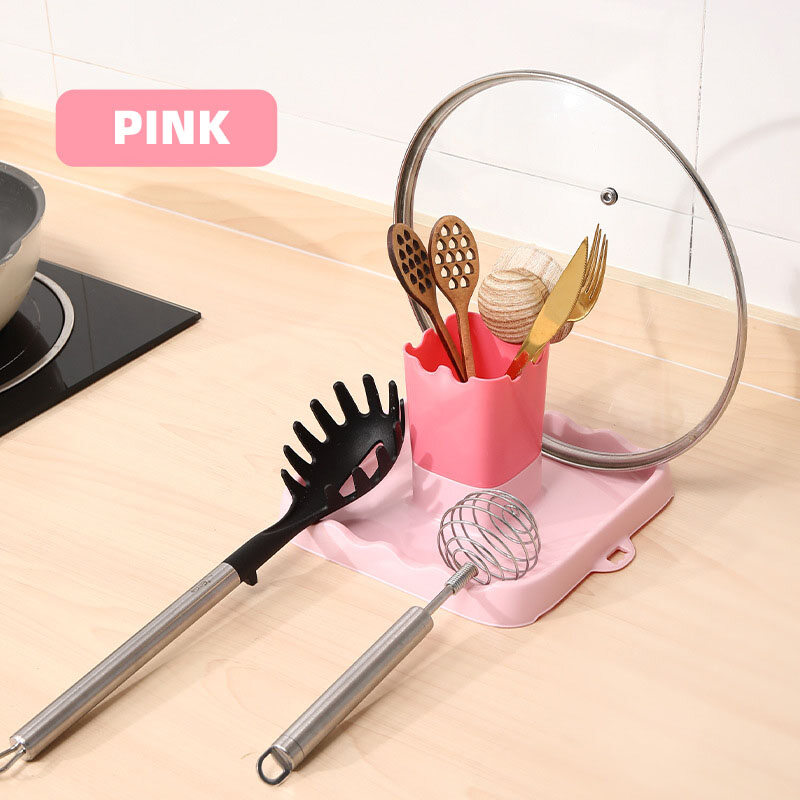 Houseeker Spoon Rack With Chopsticks Utensils Holder Household Kitchen Pot Lid Storage Rest Soup Spoon Storage Rack