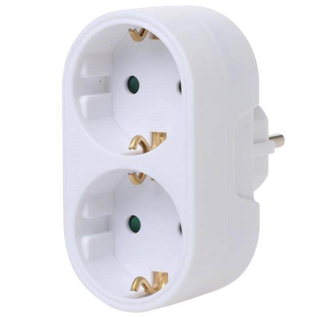 Eu Plug 1 to 2 way socket adapter EU standard power socket isolator portable travel plug Germany adapter ac 250V