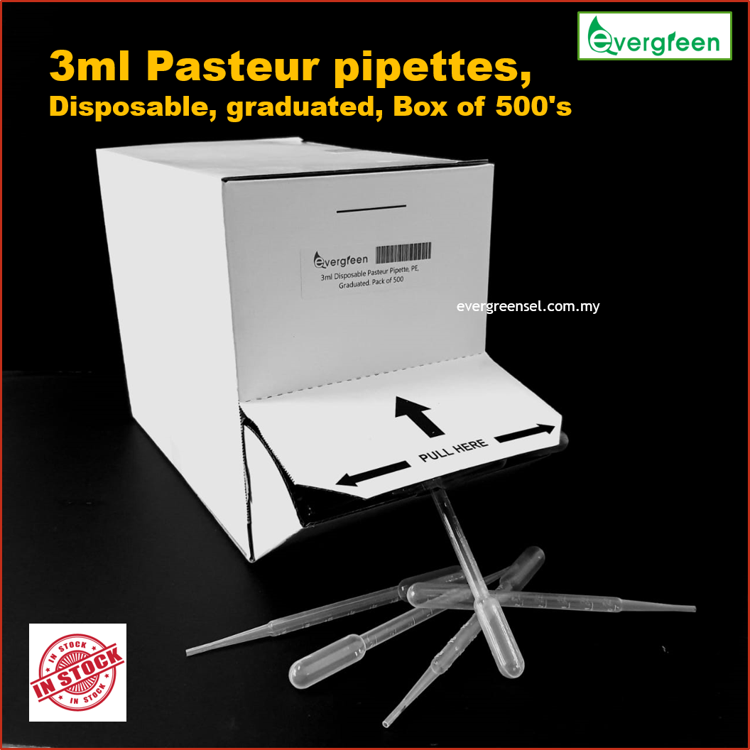 Disposable Pasteur Pipette, PE, Graduated, 1ml, 500'/Box Lazada