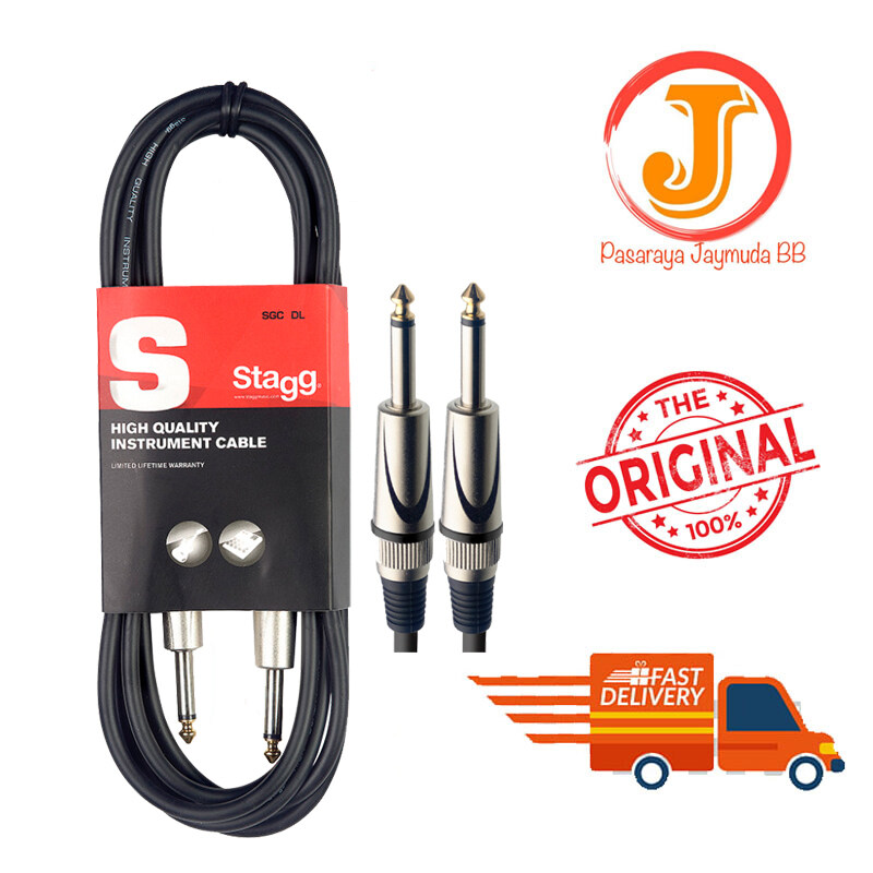 Stagg Instrument Guitar Cable SGC3DL Gold Tip S-Series 3M Instrument Cable Jack To Jack heavy-duty connectors Malaysia