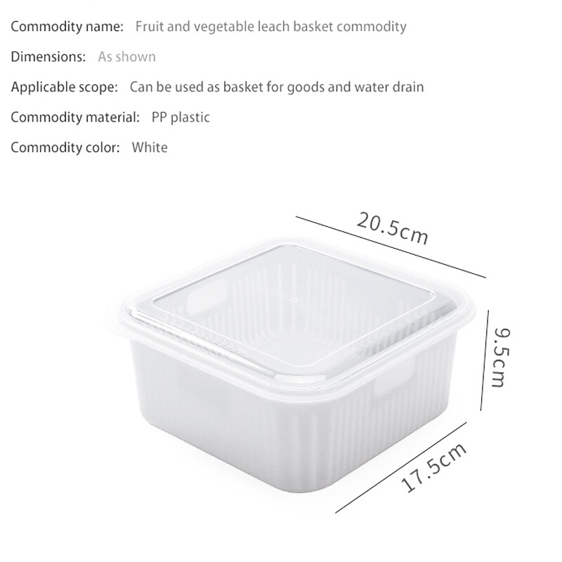 Konco Kitchen Drainer Vegetable Storage Containers Food colander strainer double layers Plastic Fresh-Keeping Box Refrigerator Fruit Vegetable Drain Basket Sealed Storage Box With Lid