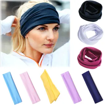 Women Men Yoga Sports Wide Headband Elastic Boho Hair Band Head