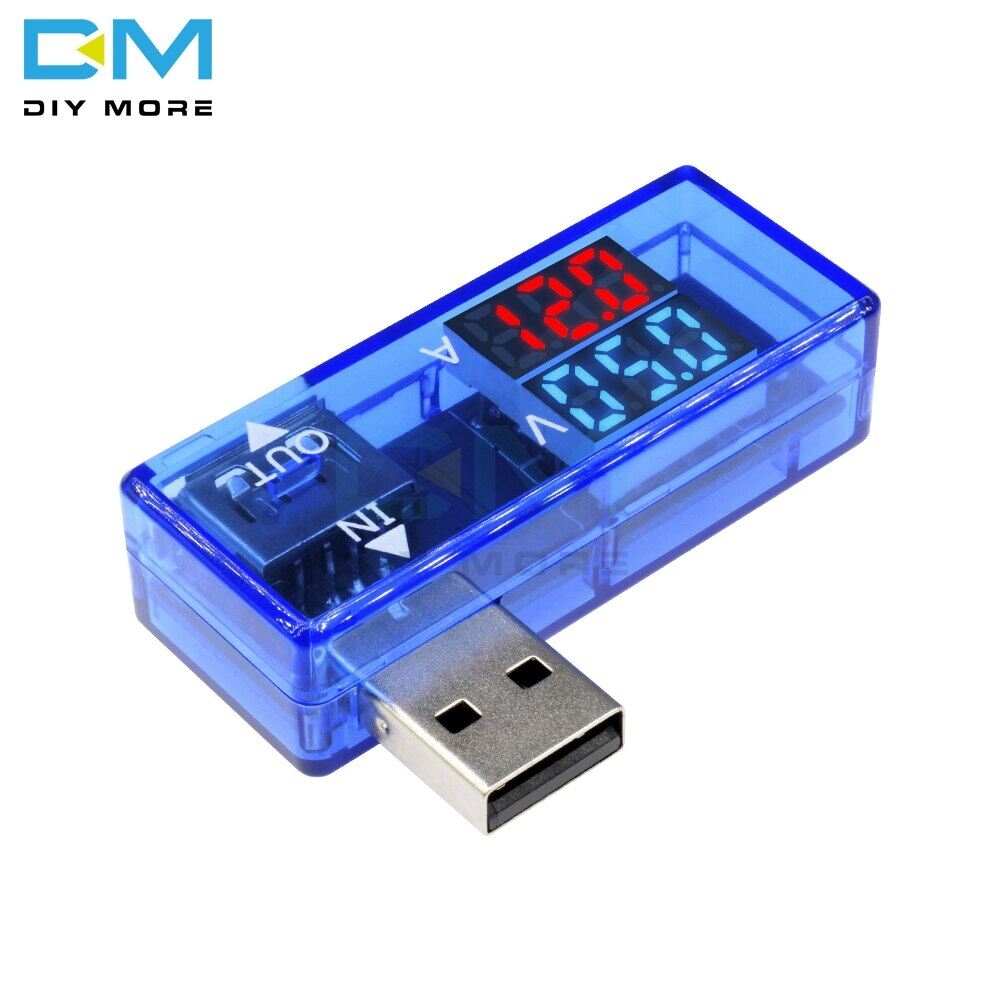 DiymoreMini 5V Red Blue USB Current Voltage Meter Tester Voltmeter Ammeter Detector Digital Display Mobile Phone Power Charger
