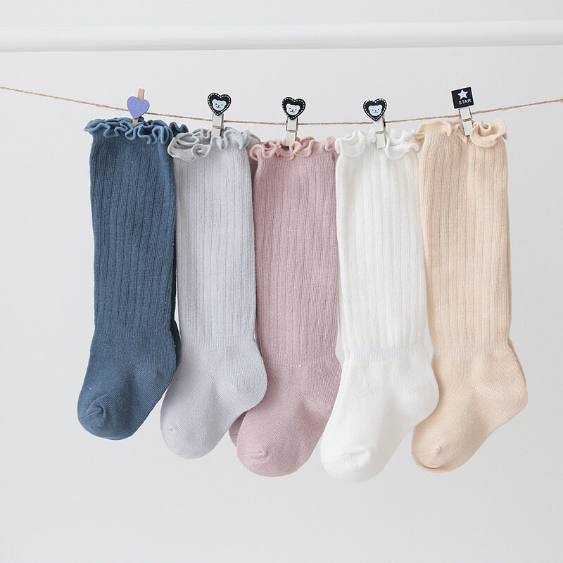 【Forever CY Baby】Cute Baby Solid Infant Knee High Stockings Baby Girls Cotton Keep Warm Long Stockings Plain Kids Soft New Style Leg Warmer