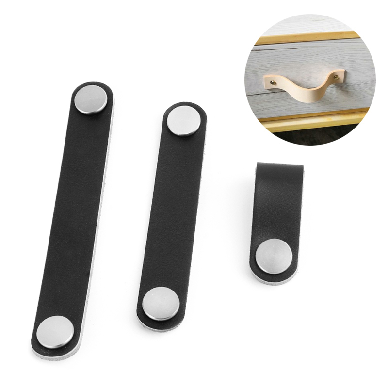 2sql Leather Leather Strap Furniture Hardware Cabinet Cupboard Handle Dresser Drawer Pull Door Kitchen Brown Wardrobe Knobs