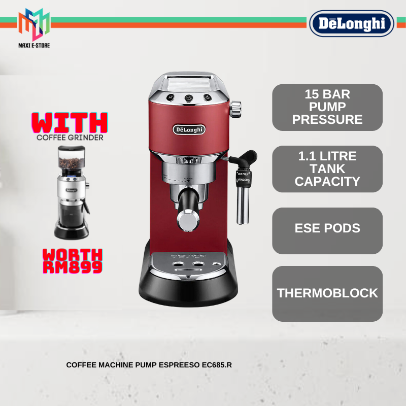 Delonghi EC685.R Dedica Manual Pump Driven Coffee Machine Espresso ...