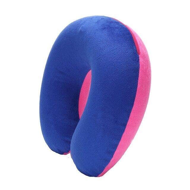 Berbentuk U Bantal Leher Bepergian Menghilangnya Lelah Bantal Tiup PVC Lembut Pendek Penutup Kain Bantal Cincin Pesawat Mobil Bantal Tempat Tidur