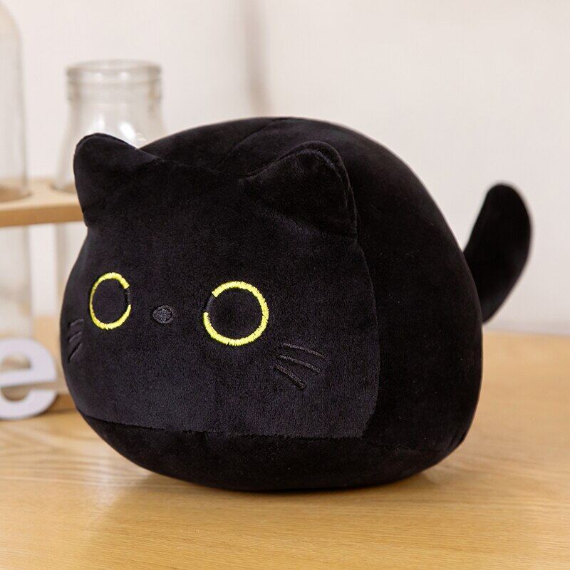 Clemmiepn 9Cm-70Cm Kawaii Big Size Plush Cat Pillow Round Black Cat Bed Cushion Sleeping Toys Stuffed Soft Animal Dolls Kids Birthday Gift
