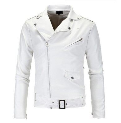 GRAZIA New Korean Motorcycle Slim Fit Leather Men's Leather Jacket Coat Fashion Men's Pu Leather