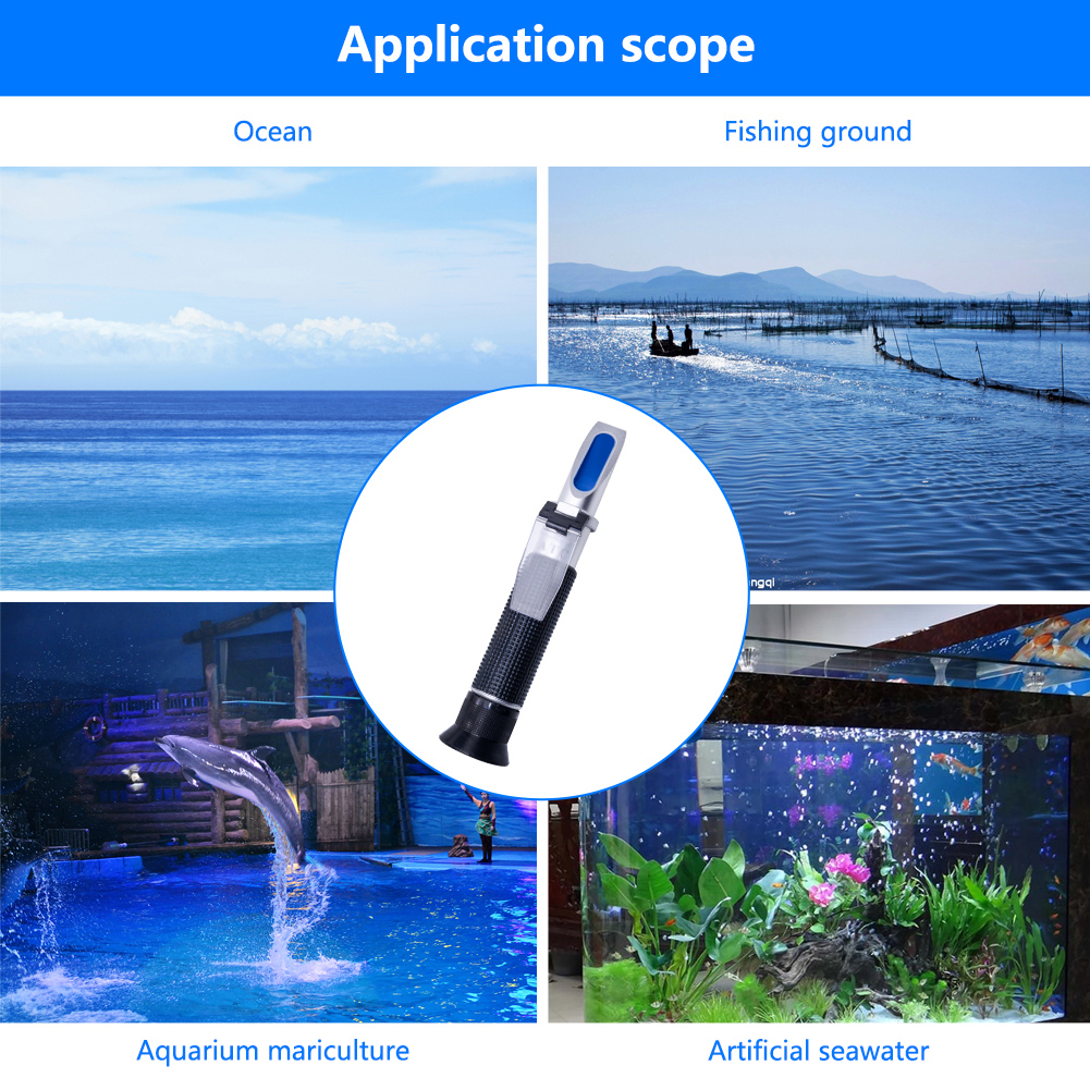 Handheld Salinity Refractometer 0-100‰ 1.000-1.070SG Auto Temp Compensation Salinity Tester for Seawater Aqaurium Fishkeeping