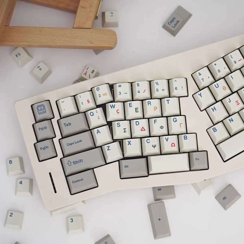 Retro 9009 Bộ Phím bấm Hy Lạp màu trắng xám Bàn Phím Cơ Keycap 136 phím anh đào hồ sơ PBT thăng hoa Keycaps cho Cherry MX chuyển đổi Bàn Phím Cơ RK61/Anne Pro 2/gk61