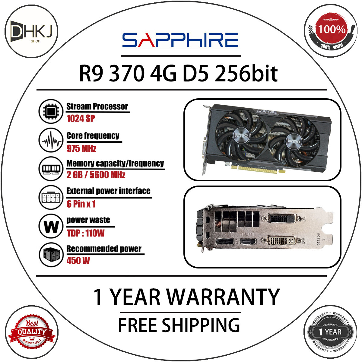Amd R7 R9 370 Gpu Z Sapphire R9 370 4G GDDR5 OC 256bit Video Cards AMD