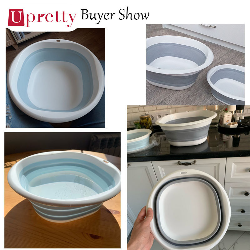 Upretty Plastic Folding Basins Portable Wash Basins Folding Laundry Tub Bathroom Kitchen Accessories Travel Folding Wash Basin