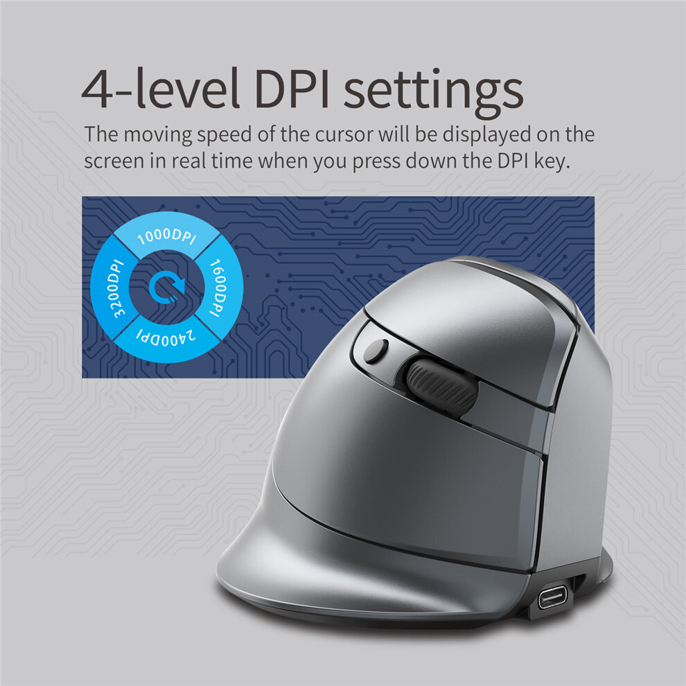 Jomaa Chuột công thái học 2.4G Có Thể Sạc Lại Chuột chơi game chuột bluetooth không dây Sạc Hiển Thị Chuột chế độ kép Chuột đứng không dây chuột câm Cho máy tính bảng Mac Windows IOS