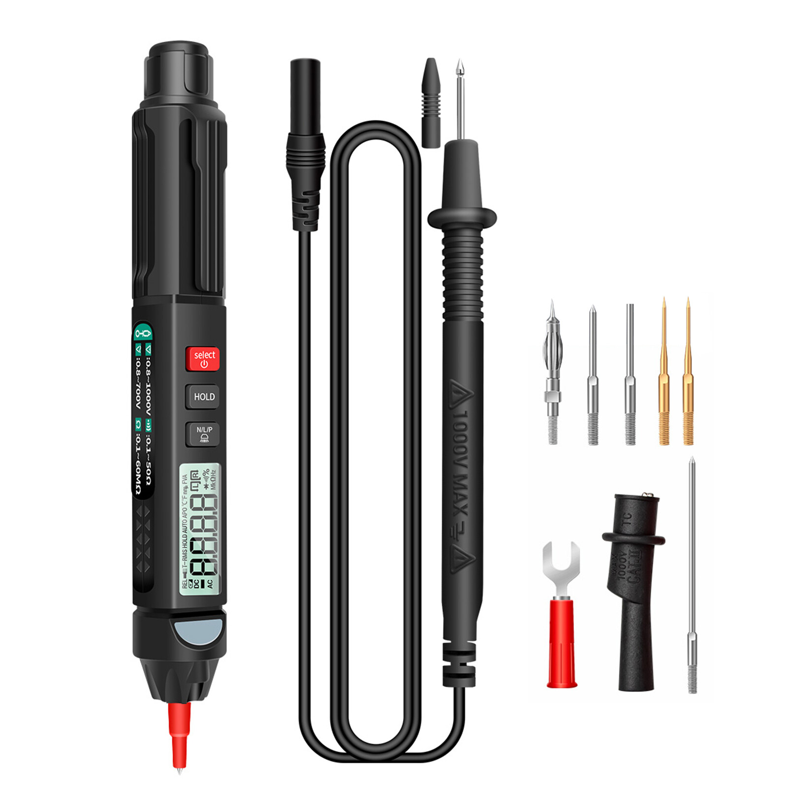 Bút Cảm Biến Thông Minh A3008/A3007, Vạn Năng 6000 Đếm Kỹ Thuật Số Vạn Năng Meter Tester Với Đèn Pin Đèn Nền Màn Hình LCD NCV Tự Động Tắt Nhiều Phụ Kiện Để Kiểm Tra Liên Tục Điốt Điện Dung Điện Trở Dòng Điện