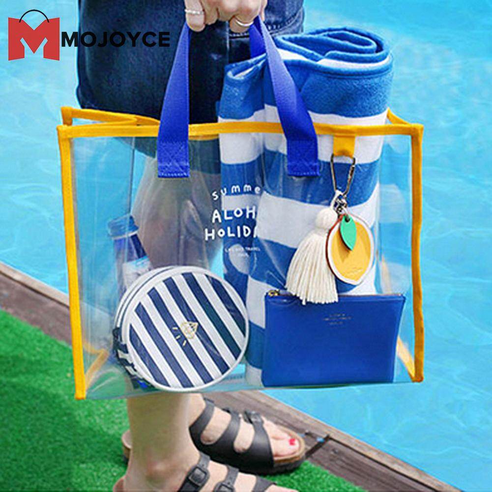 MOJOYCE PVC Clear Cosmetic Beach Tote Bag Makeup Pouch Transparent Organizer Travel Case for Sundries