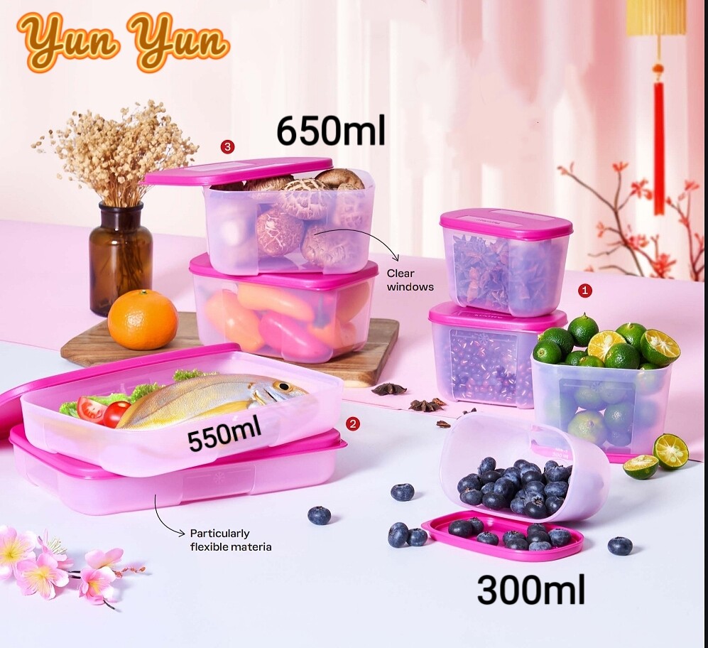 Tupperware MMスターターセット Tupperware Freezermate Set (Red / Purple) - 650ml / 550ml / 1.5L