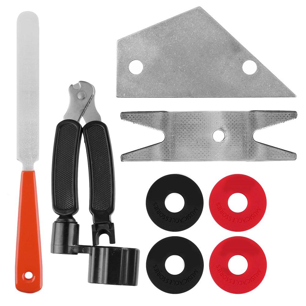 [okoogee]Guitar Repair Maintenance Cleaning Tools Kit 3 in 1 Guitar String Winder Cutter Pin Puller Guitar Fret Rocker Leveling File Kit