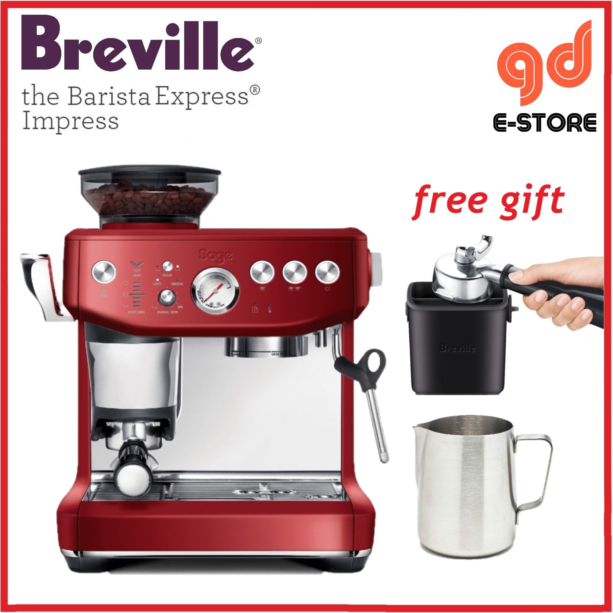Express Impress Clean Light Breville Barista Express Red Sage