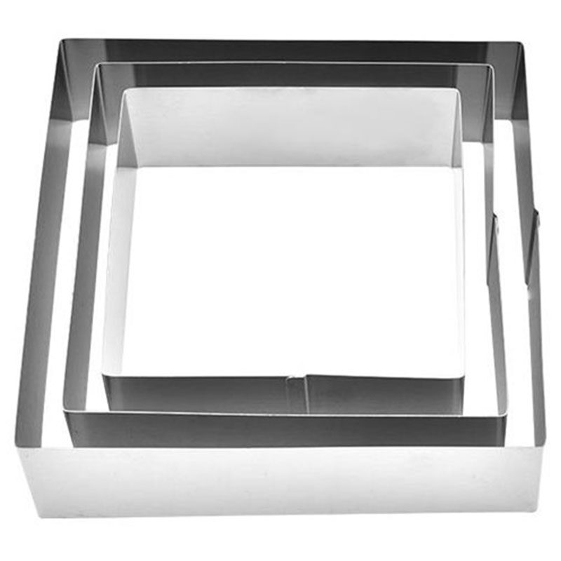 3 Pcs/Set Square Stainless Steel Mousse Ring Mold Cookie Cutter Baking